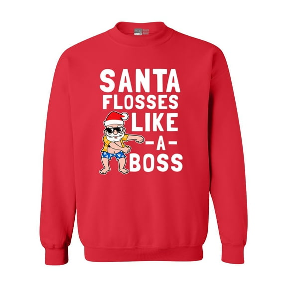 Santa Flosses Like A Boss Christmas Dance Funny DT Crewneck Sweatshirt