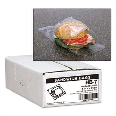 Handi-Bag Jumbo Sandwich Bags, Fold Lock, 5 1/2 x 6 1/4, 0.7mil, Clear, 3000/Carton