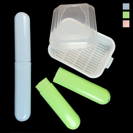 3PC Portable Soap Box Toothbrush Holders Travel Case Plastic Container