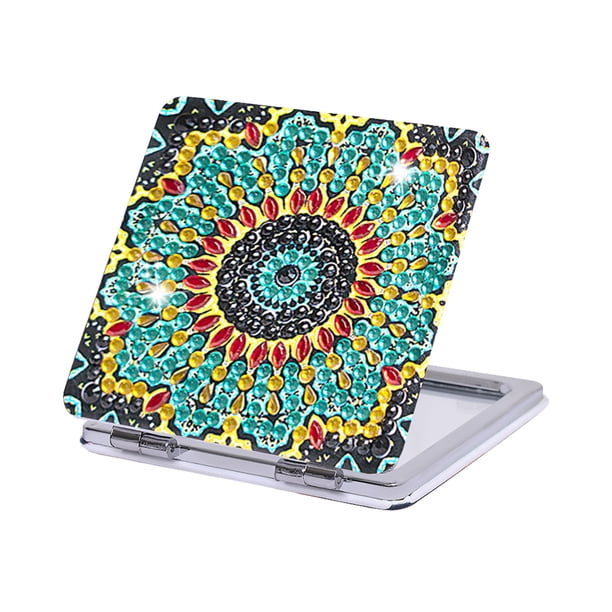 (095) Espejo Pequeño DIY Diamante Cristal Forma Especial Espejo Pequeño Mandala Diamante Doble Cara (no Disponible en Amazon)