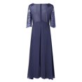 thumbnail image 4 of Gibobby Vestido largo casual de verano para mujer Vestido de noche con encaje de de gasa de moda sexy para mujer Vestido de siete mangas ahuecado(Azul,CH), 4 of 5