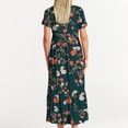 thumbnail image 6 of Tdoqot Dresses for Women 2024- Elegant Casual Floral Summer Short Sleeve Crewneck Maxi Dress with Pockets Multicolor Size 2XL, 6 of 6