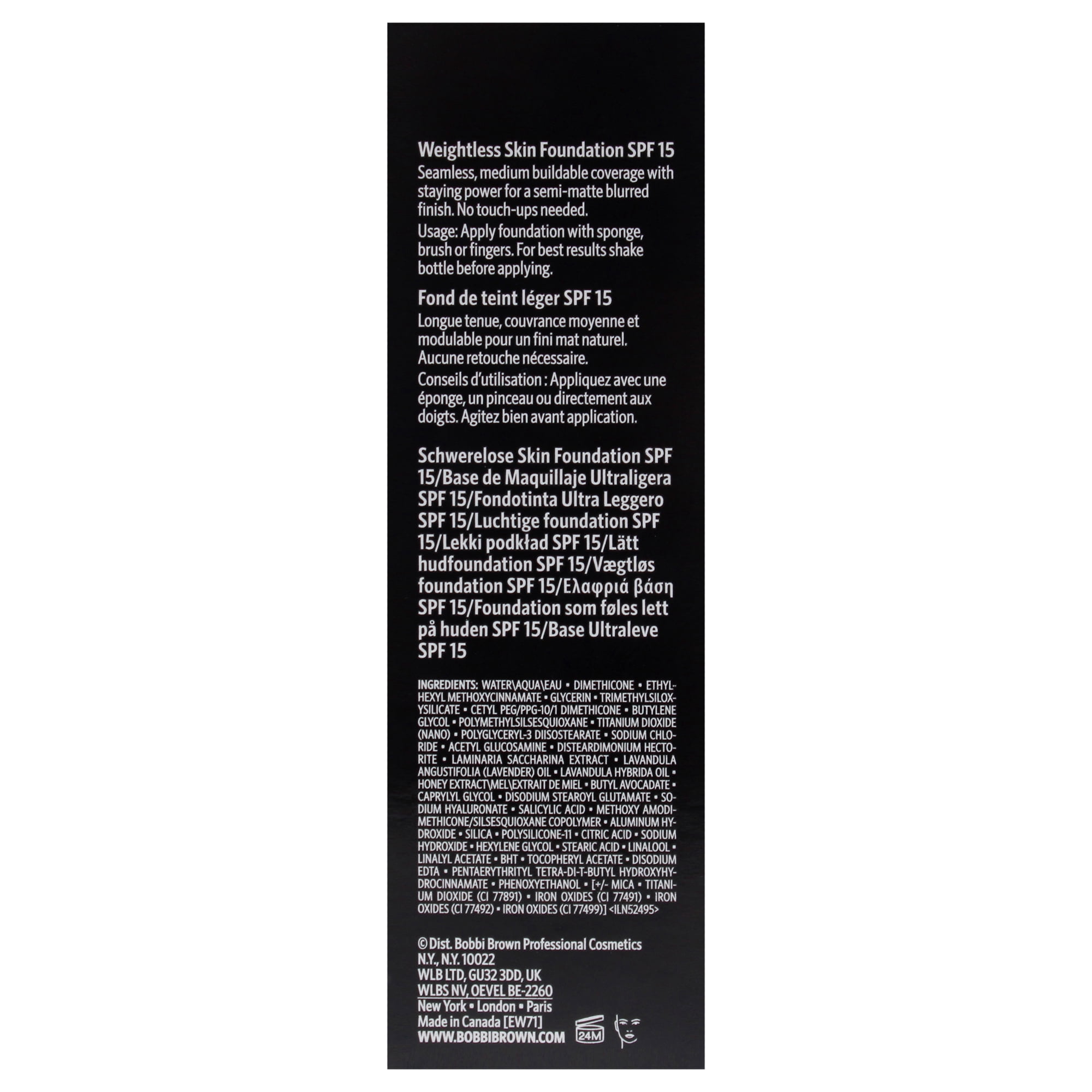 Bobbi Brown Weightless Skin Foundation SPF 15 - N-030 Neutral Sand , 1 oz Foundation