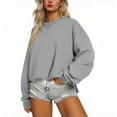 thumbnail image 4 of Lenpel Oversized Sweatshirts for Women Casual Loose Crewneck Long Sleeve Side Split Pullover Tunic Sweater Tops Fall Winter Outfits(Gray,Small), 4 of 6