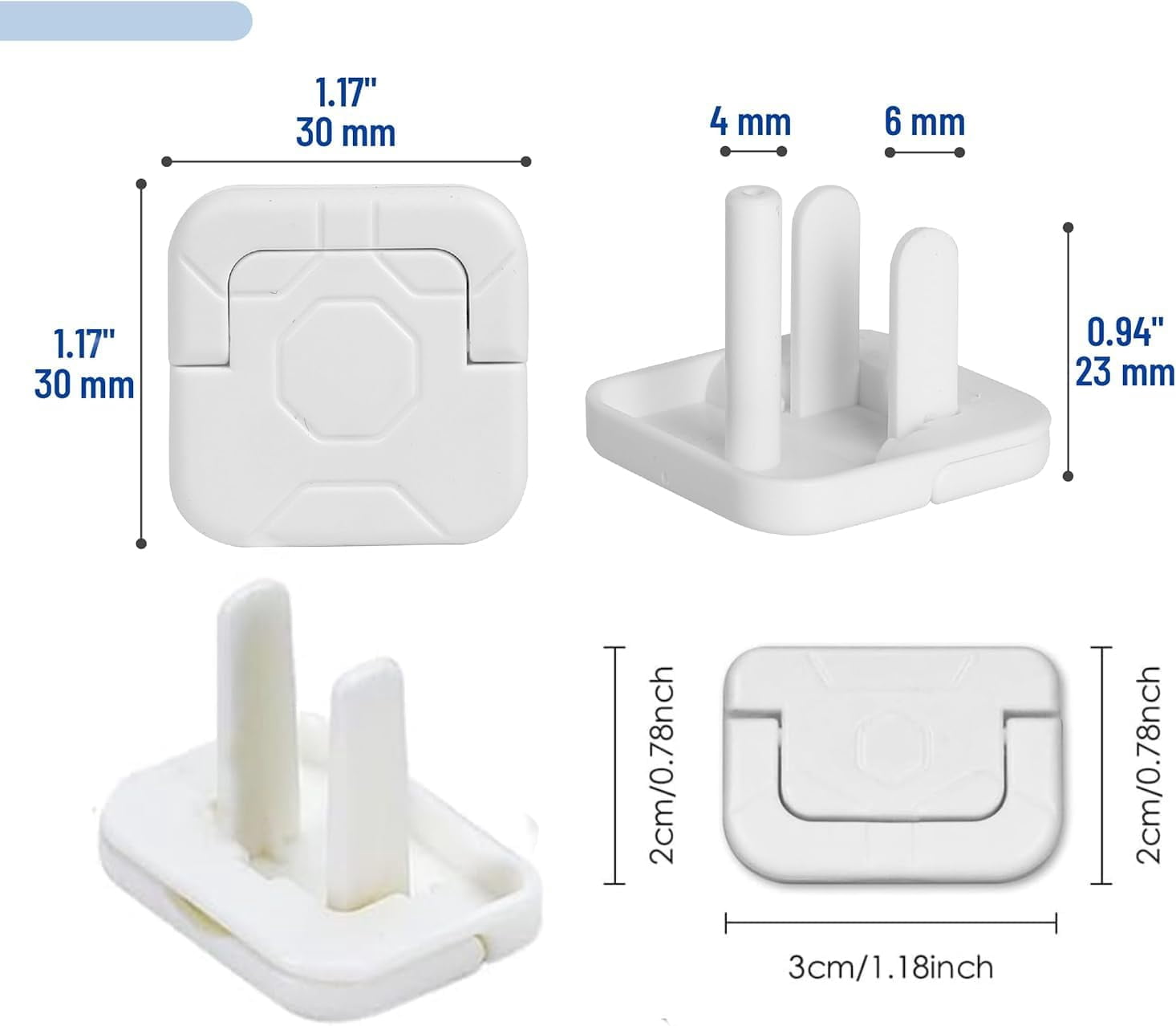 Plug Protector Units, Electrical Contact Protectors, 50pcs-2 and 3 Hole, Child Safe Plastic Covers, With Hidden Handle for Family and Office (A)