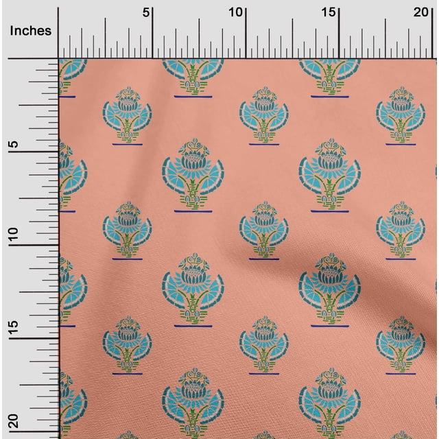 oneOone Georgette Viscose Fabric Floral Block Print Sewing Fabric BTY 42 Inch Wide