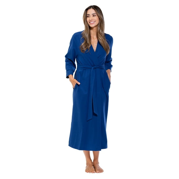Turquaz Lightweight Kimono robes for Women Cotton Soft Knit robe, Long V-Neck Robes For Female Sleepwear Loungewear