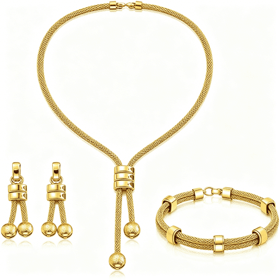 DESIGNICE Luxury Gold Jewelry Set for Women Punk Cuban Y-Necklace Gold Choker Set Bracelet Necklace Earring Gifts