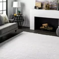 thumbnail image 2 of Contemporary Modern Simple Plush Shag Area Rug in Solid White Size 4' x 6', 2 of 3