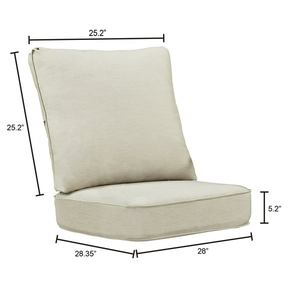 26 x 28 Outdoor Patio Deap Seating Cushion Set in Light Grey with Ties