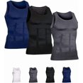 thumbnail image 1 of Mens Slimming Body Shaper Vest Compression Tank Tops Shirts Workout Abs Abdomen Undershirts 3pcs, 1 of 19