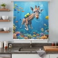 thumbnail image 4 of Funny Diving Giraffe Sheer Curtains 54 Inches Long, Ocean Coastal Coral Fish Marine Life Light Filering Curtains, Breathable Simi Curtain Privacy Drapes for Kitchen Bathroom Small Window Treatment, 4 of 9