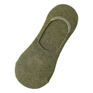 Alitao No Show Socks Ankle Socks Women's Combed Cotton Socks Summer Solid Color U Shaped Silicone Anti Slip Socks Socks for Women Army Green One Size