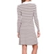 thumbnail image 3 of VESTIDO DE SUÉTER INSPIRADOR CHIC para Mujeres Casual de Manga Larga con Rayas Cuello en V A Línea por Encima de la Rodilla Tejido Acanalado M Camel Blanco, 3 of 6