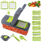 Multifunction Vegetable Chopper Onion Slicer Dicer Manual Food Slicer Veggie/Slicer/Cutter Mandoline Slicer [Gray]