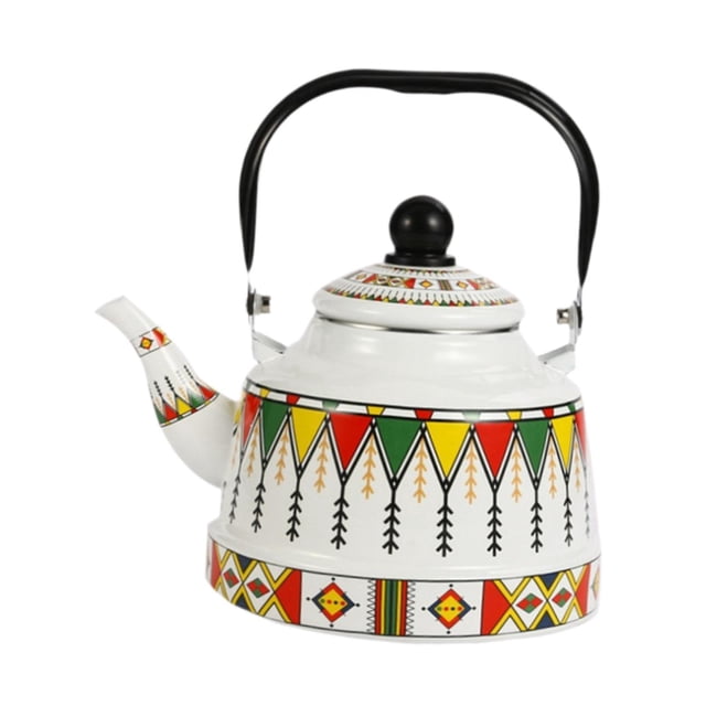 Pot de esmalte de hervidor de esmalte, 1.7L, resistente, decorativo, con mango, elegante, hervidor de agua tetera hojas sueltas para agua hirviendo té Estilo A