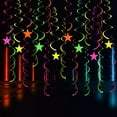 thumbnail image 3 of Selrti 40 Pcs Glow Paper Star Hanging Swirl Decoration Glow in The Dark Ceiling Streamer Fluorescent Neon Party Supplies for Wedding Birthday, 3 of 8