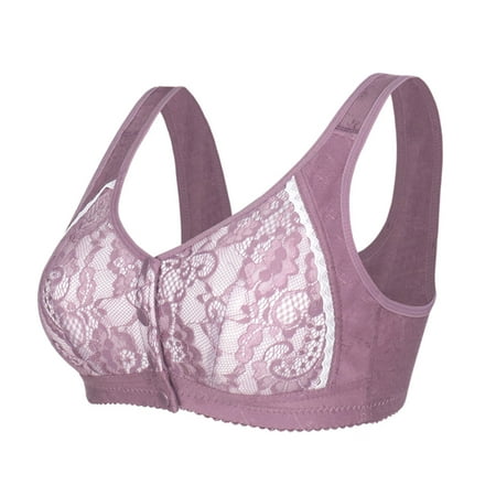 

Intimates Women Sexy Lace Front Button Shaping Cup Adjustable Shoulder Strap Large Size Underwire Bra Cotton no underwire sports bra Purple
