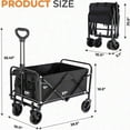 thumbnail image 5 of Heavy Duty Multipurpose Garden Cart - All Terrain Utility Cart With Metal Frame For Beach, Lawn, Sports, Camping - Black Small Mini, 5 of 5