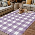thumbnail image 2 of Fsddascl Purple Checkered Outdoor Rug for Patio/Deck/Porch, Non-Slip Large Area Rug 4 x 6 Ft, Farmhouse White Buffalo Plaid Indoor Outdoor Rugs Washable Area Rugs, Reversible Camping Rug Carpet, 2 of 5