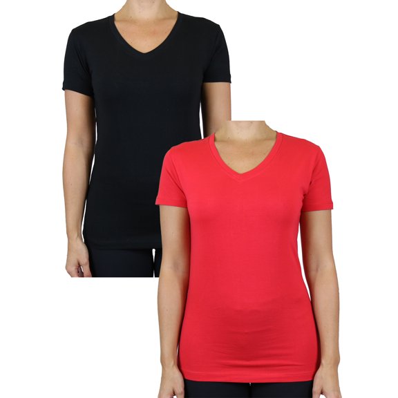 GBH Juniors V-Neck Cotton Stretch Short Sleeve Tees (2-Pack)