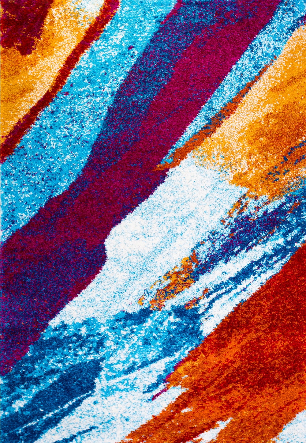 Rugs Area Rugs Modern Shaggy MultiColor Abstract Brush Strokes Large Shag Rug