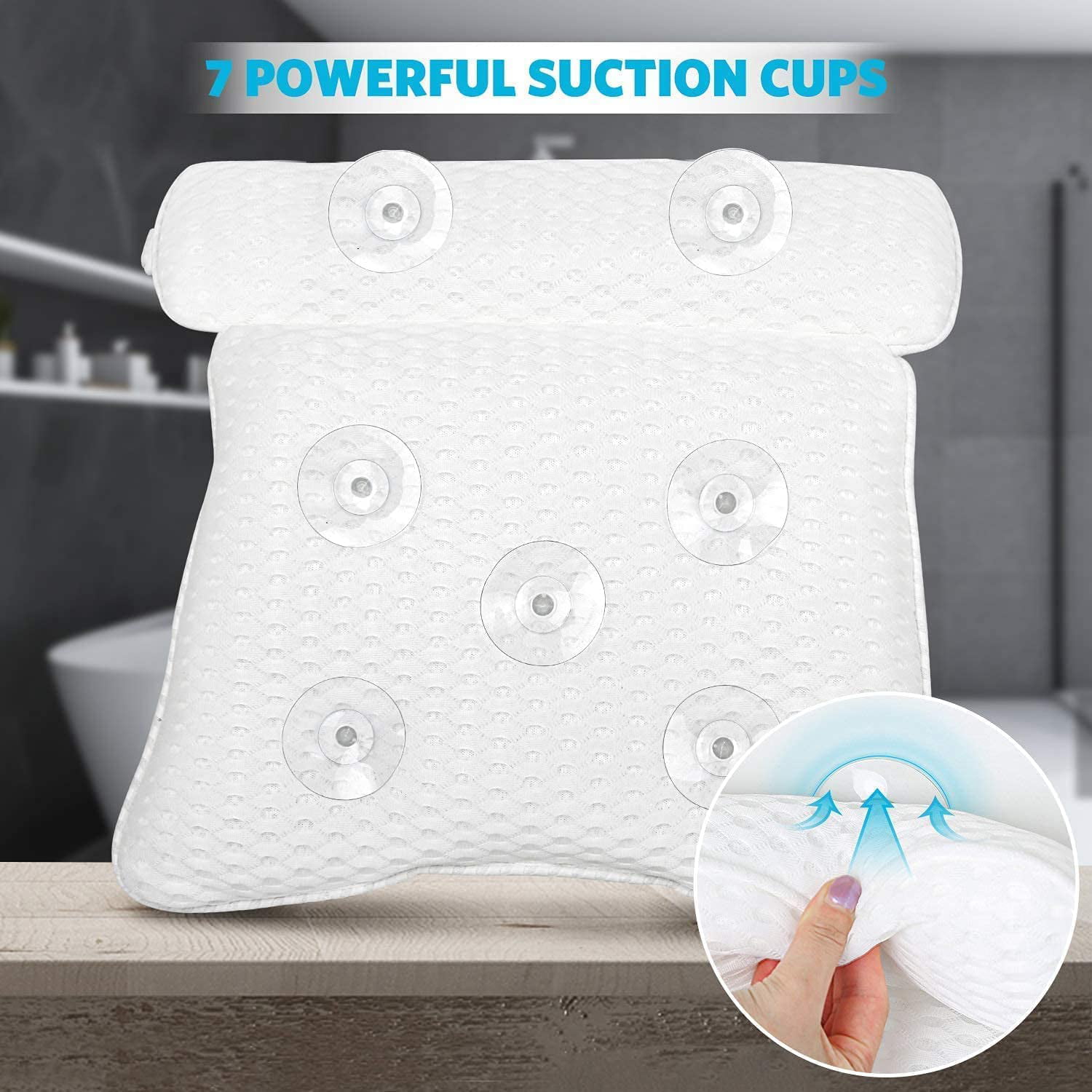 Dropship Bathtub Pillow Suction Cup Bath Pillow Air Mesh