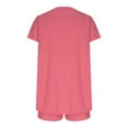 thumbnail image 5 of on Clearance Women's Tops Two Piece Set 2025 Summer Lounge Tracksuit Outfits Shorts And Short Sleeve Tops Knitted Clothes Ndbuld Hot Pink L, 5 of 6