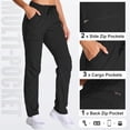 thumbnail image 3 of liyiyiyia Womens Quick Dry Hiking Pants Elastic Waist Black Cargo Pants Lightweight Water Resistant Travel Work Trousers, 3 of 10