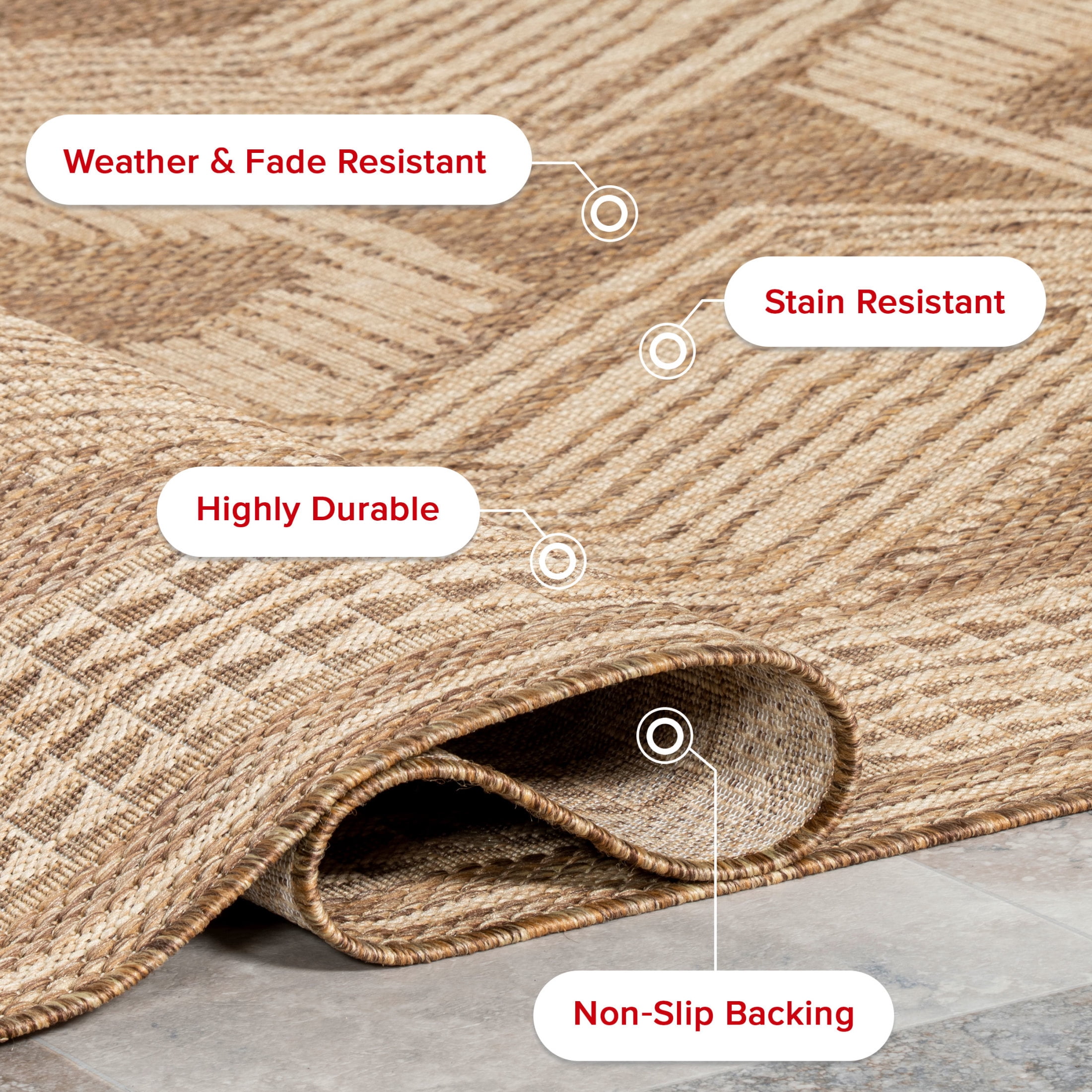 nuLOOM Ranya Tribal Indoor/Outdoor Area Rug, 9' 6" x 12', Ranya Light Brown
