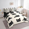 thumbnail image 3 of Homewish Kids Children Kawaii Cats Twin Bedding Sets 7-Piece,Black Wheat Bedding Comforter Set Microfiber,Cartoon Animal Pet Breathable Sheet Sets,Microfiber Bedroom Decor,Reversible, 3 of 8
