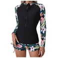 thumbnail image 3 of vigerkar Women Two Piece Rash Guard Long Sleeve Zip Front Swimsuit UPF 50+ Swimwear Surf Suit (Black, M), 3 of 8
