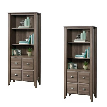 Set Of 2 3 Shelf 2 Door Bookcase In Gray Walmart Com