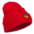 thumbnail image 4 of Rasta Africa Map Embroidered Long Beanie - Red OSFM, 4 of 5