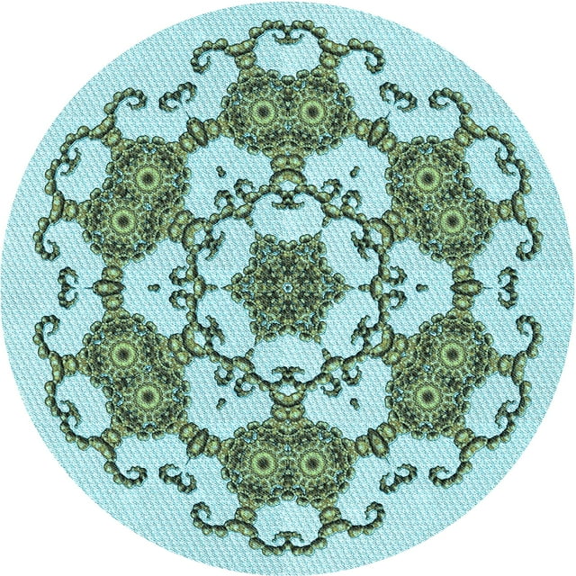 Ahgly Company Tapis d'Intérieur Rond Lavable en Machine Vert Transitionnel, 8 Pieds Rond