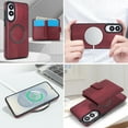 thumbnail image 6 of for Samsung Galaxy S25 Edge Case, Compatible with MagSafe, Detachable Magnetic Wallet Case with PU Leather Kickstand Card Slots Shockproof Protection 2 In 1 Function Case for Galaxy S25 Edge, Winered, 6 of 6