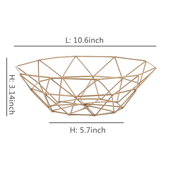 Metal Frame Fruit Baskets Decorative Geometric Kitchen Storage Basket