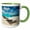 Green/White, variant on 3drose, Umbrellas on Grace Bay Beach, Turks and Caicos Islands, Caribbean., 11oz Two-tone Yellow Mug