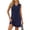 Dark Blue, variant on Women's Slit V Neck Sleeveless Mini Dress with Stretch Fabric 95% Polyester 5% Elastane Great for Day to Night