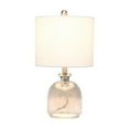 thumbnail image 2 of Textured Glass Table Lamp - Smokey Gray Base & White Drum Shade - Modern Home Decor, 2 of 6