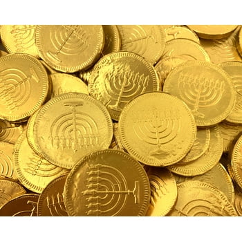 Hanukkah Gelt Golden Coins, Belgian Milk Chocolate Candy (1 Pound Pack, 90 ct)