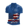 thumbnail image 2 of Men's Distressed American Flag Polo Short Sleeve Button Down Star Striped Patriotic 4th of July Golf T-Shirt 2026 Blue L, 2 of 4