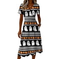 thumbnail image 4 of Halloween Dresses for Women Pumpkin Ghost Short Sleeve Spooky Dresses V Neck Funny Cute Dress, 2XL, 4 of 5