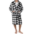 thumbnail image 3 of PAVILIA Mens Robe, Soft Plaid Robe for Men, Fleece Warm Long Bathrobe for Bath Shower Spa with Shawl Collar and Pockets, Plush Microfiber - Black and White Buffalo Plaid Checkered, 3 of 9