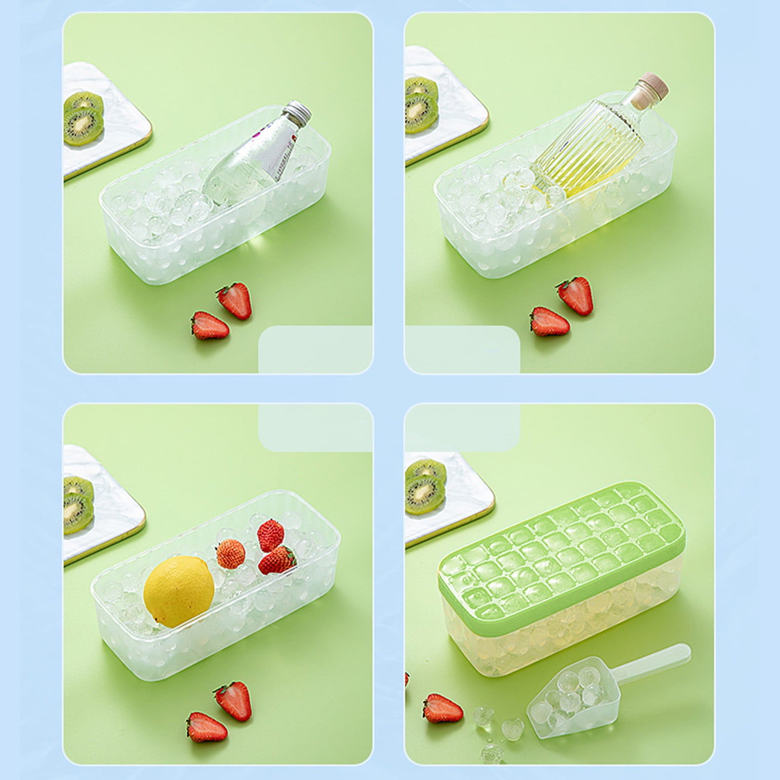 Ice Cube Tray with Lid and Bin, 79 Pcs Ice Cube Mold, Easy Release Ice Tray, Stackable Ice Storage Container Set