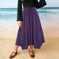 thumbnail image 2 of Sentmoon Long Flowy Skirts for Women High Waist Mini Skirt Soft and Comfortable Solid Color Regular Fit Pleated Skirts for Women for Work and Office S-2XL, 2 of 7