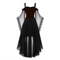 thumbnail image 5 of Xijirk Womens Gothic Renaissance Costume Off Shoulder Lace Up Flare Mesh Sleeve High Low Tulle Dress for Halloween Cosplay Party Role Play,Coffee,XL, 5 of 5