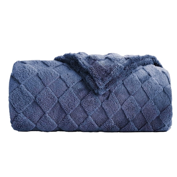 SUNNY HEAT Sherpa Blanket Twin Size 60"x80" All-Season Lightweight Ultra Soft Bed Blanket Couch, Bed, Sofa, Travel Use, Gift, Classic Blue