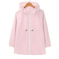 thumbnail image 3 of Delayuji Womens Waterproof Coat Solid Color Hooded Sun Protection Jacket Lightweight Sports Outdoor Zipper Jacket, 3 of 6