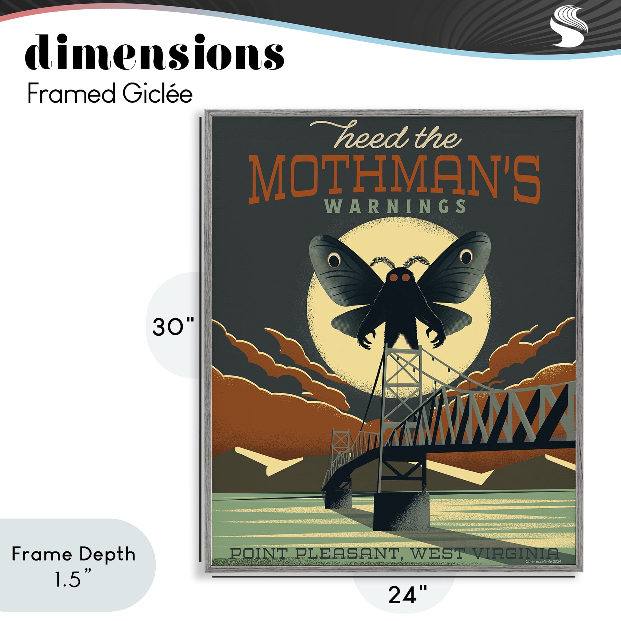 Stupell Industries Cryptid Tourism West Virginia Gray Framed Giclee Art, design by Omar Escalante